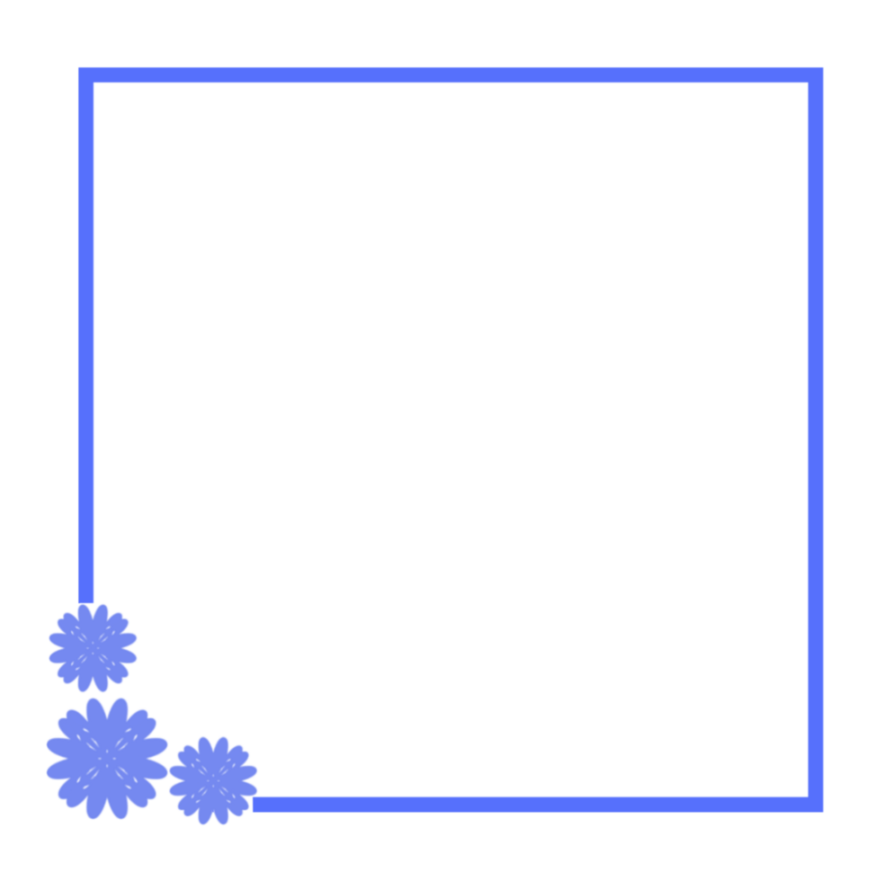 A blue square frame with a floral pattern png