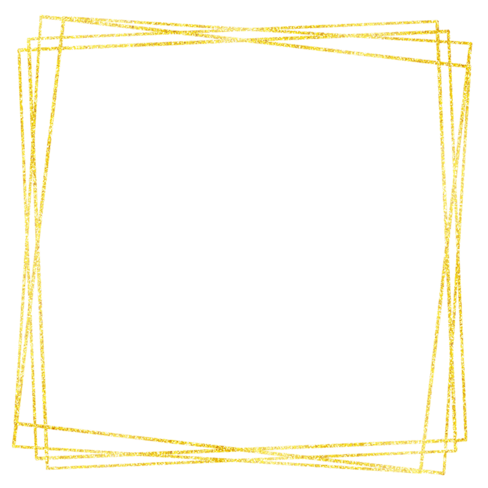Glittery Gold Square Frame on a Transparent Background png