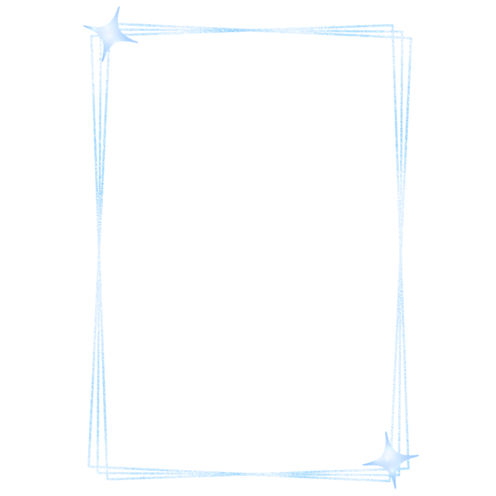 Light Blue Rectangle Frame with Stars png
