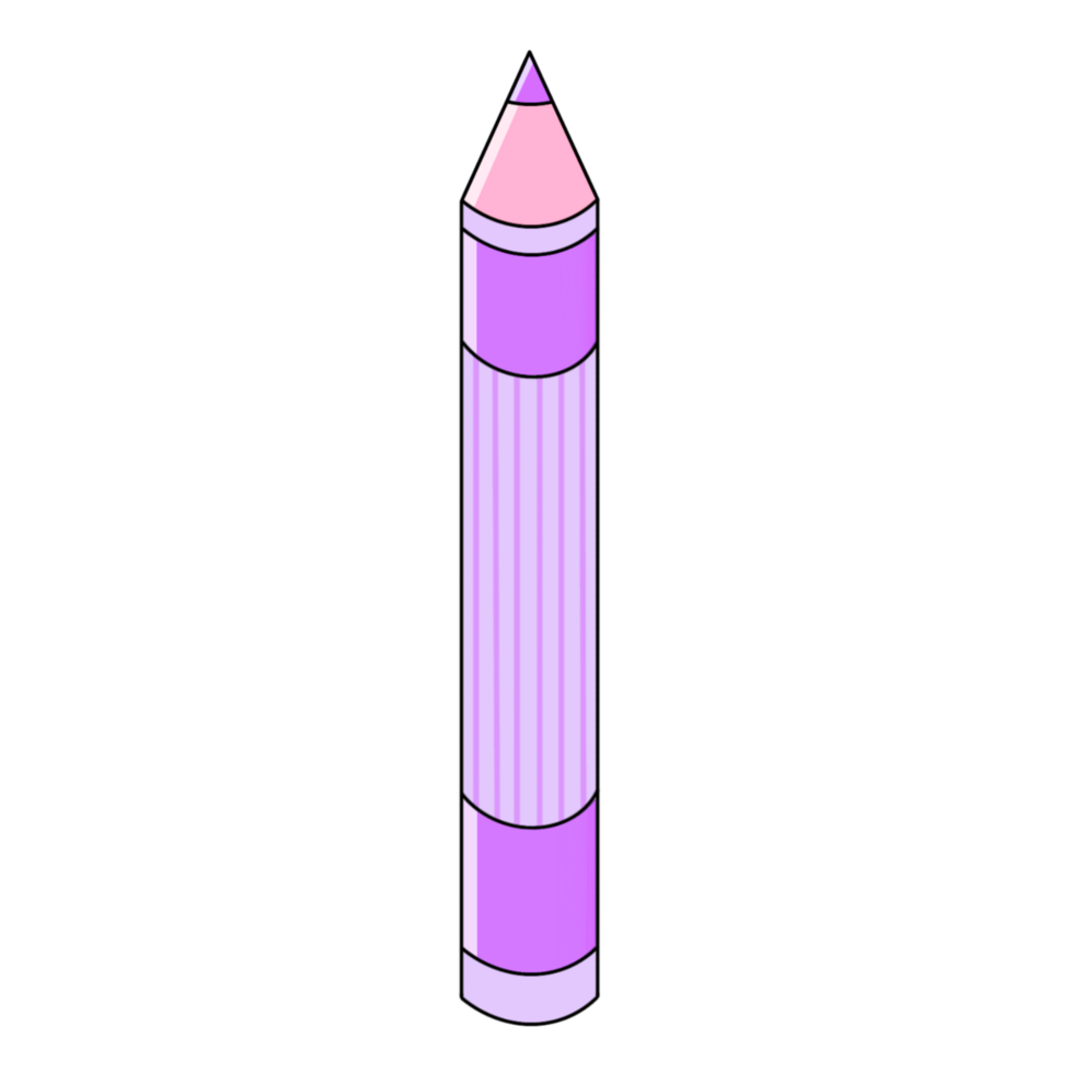 A purple colored pencil, cartoon style png