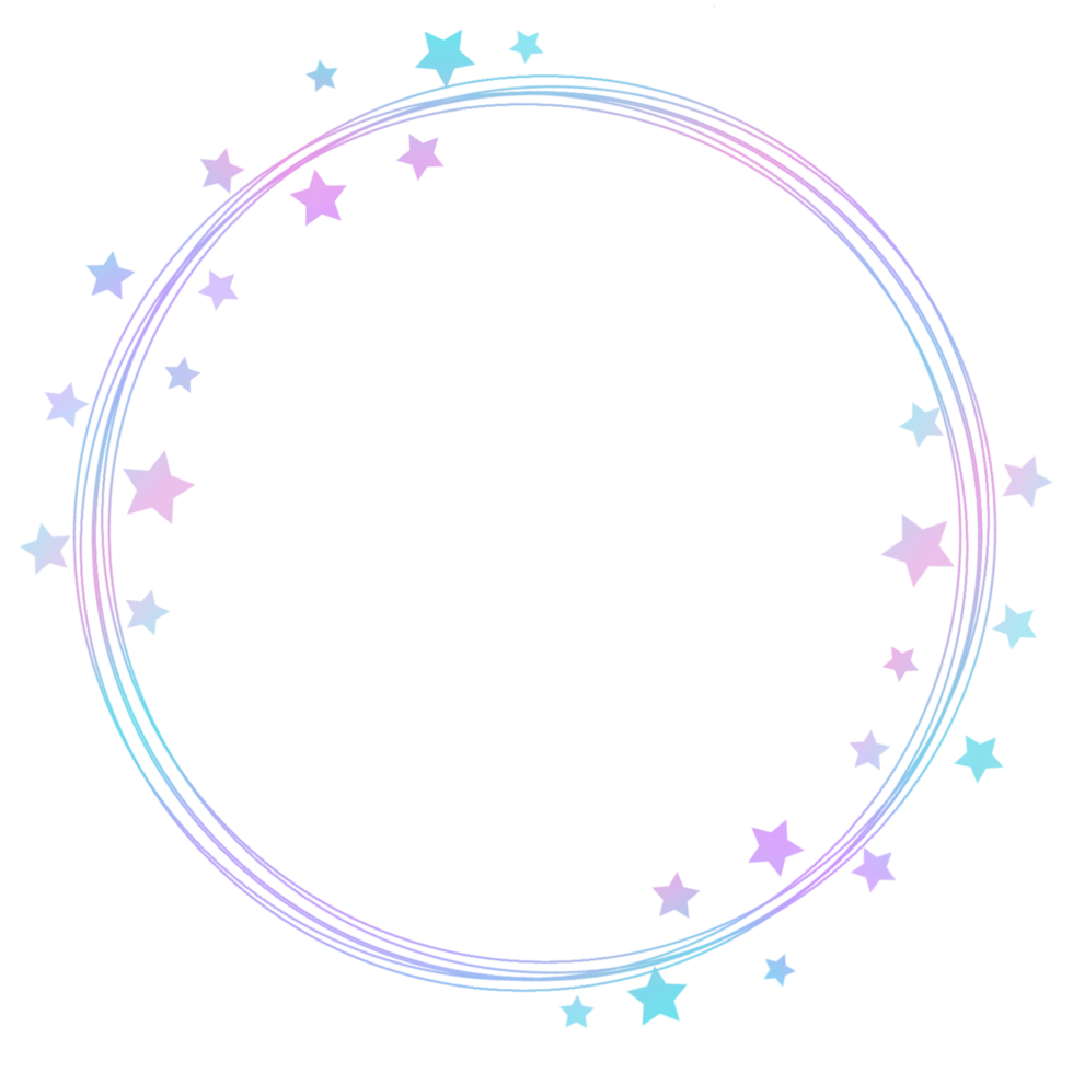 Pink and blue circle frame with stars png