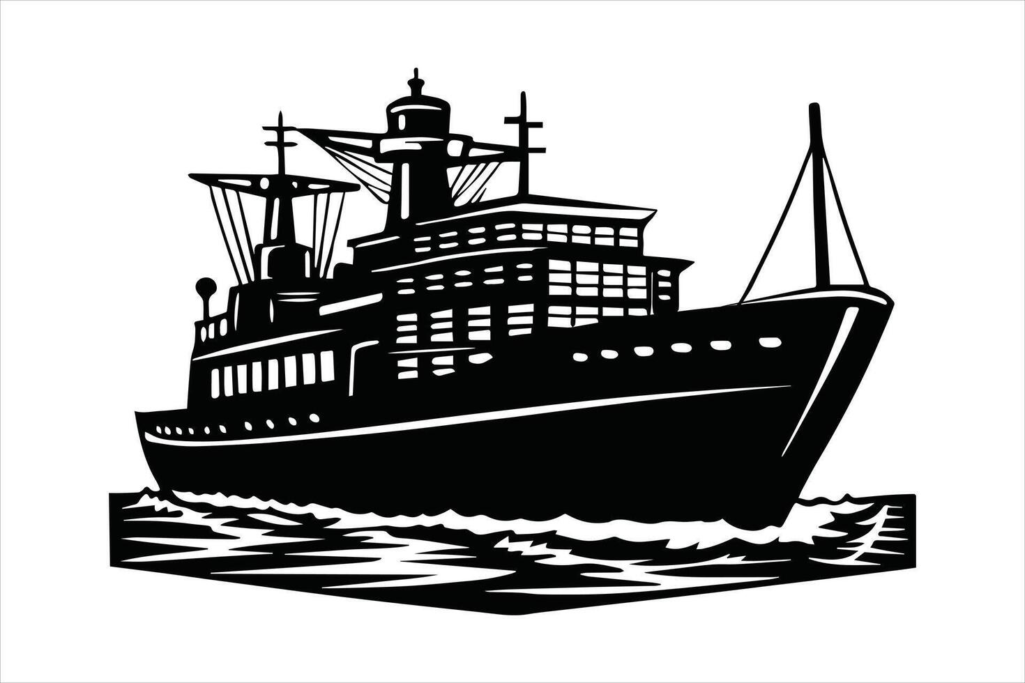 silhouette of a ship icon, Silhouette of a Pirate Ship , illustration on white background. vector