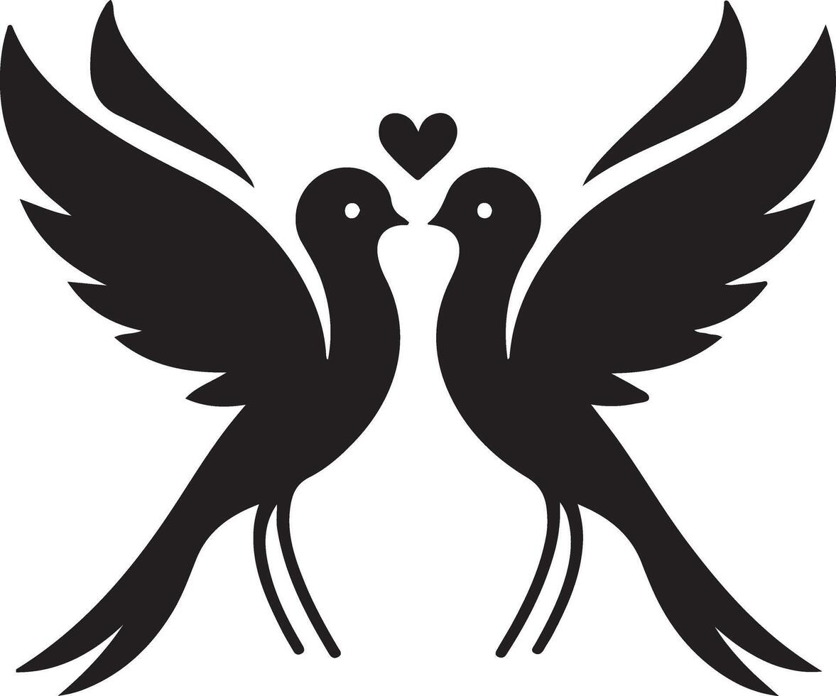 Romantic Couple of Birds Silhouette Logo Design vector