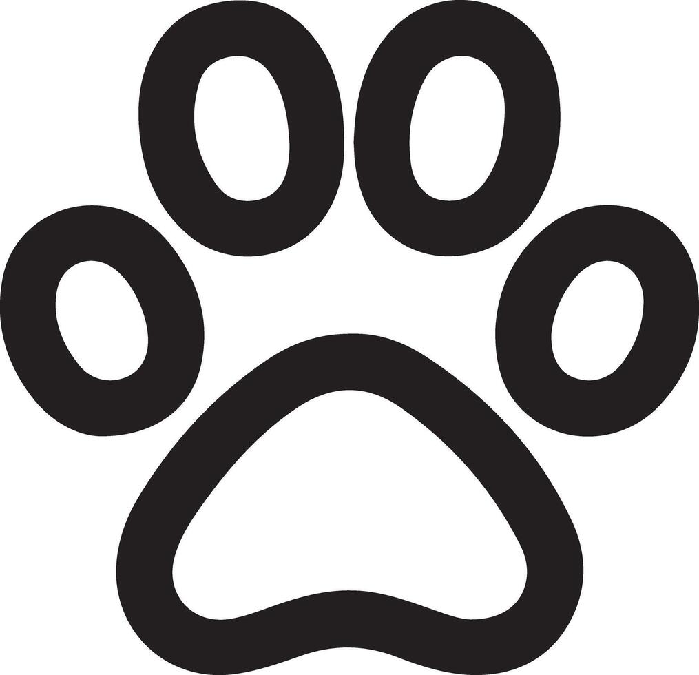 Simple Black and White Dog Paw Print Illustration vector