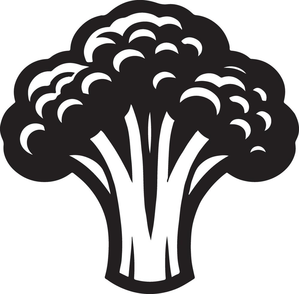 Classic Style Black and White Broccoli Illustration vector