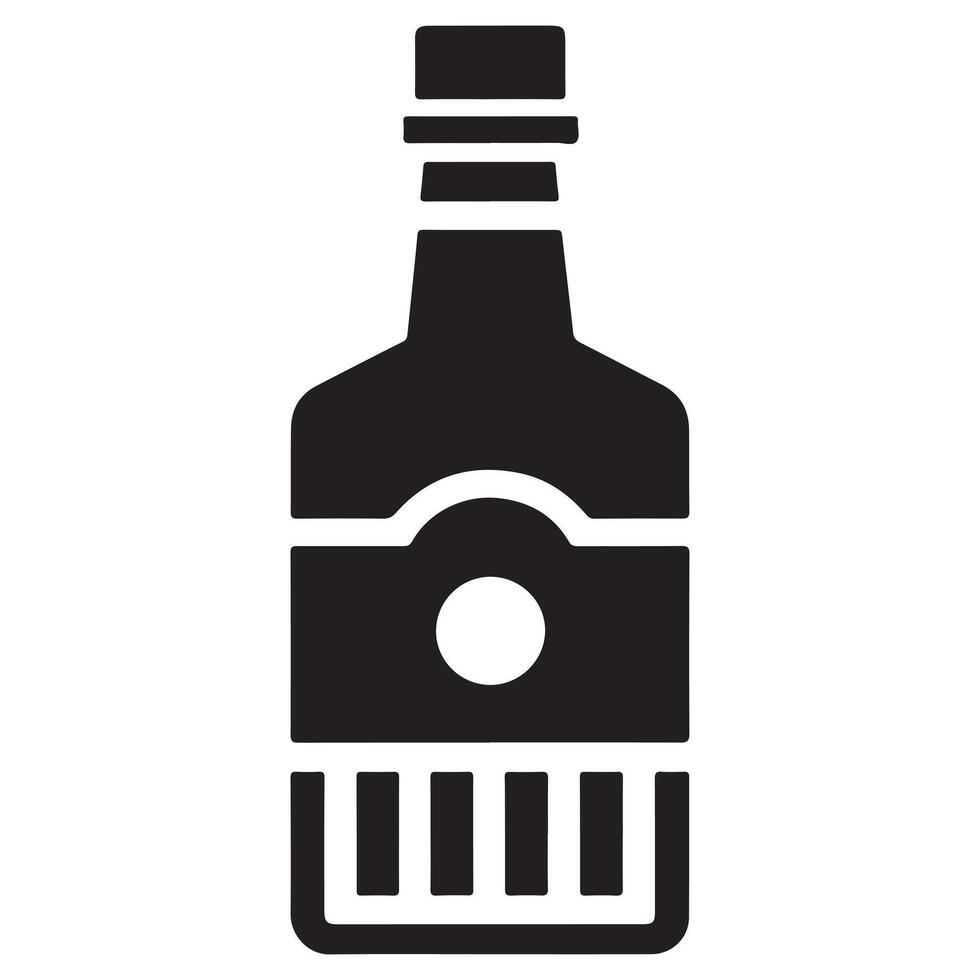 Black Silhouette of a Liquor Bottle with a Label vector