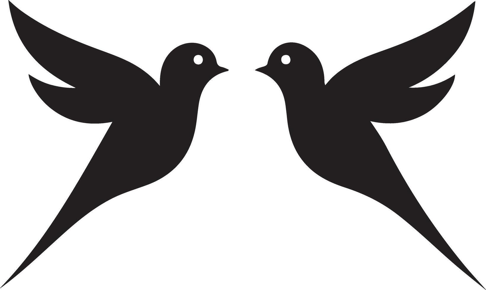 Elegant Black Silhouette of Two Birds Facing Each Other in Flight vector
