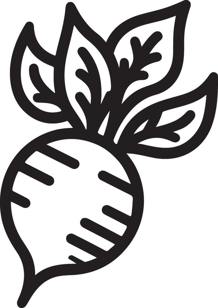 Line Art Drawing of a Radish Vegetable vector