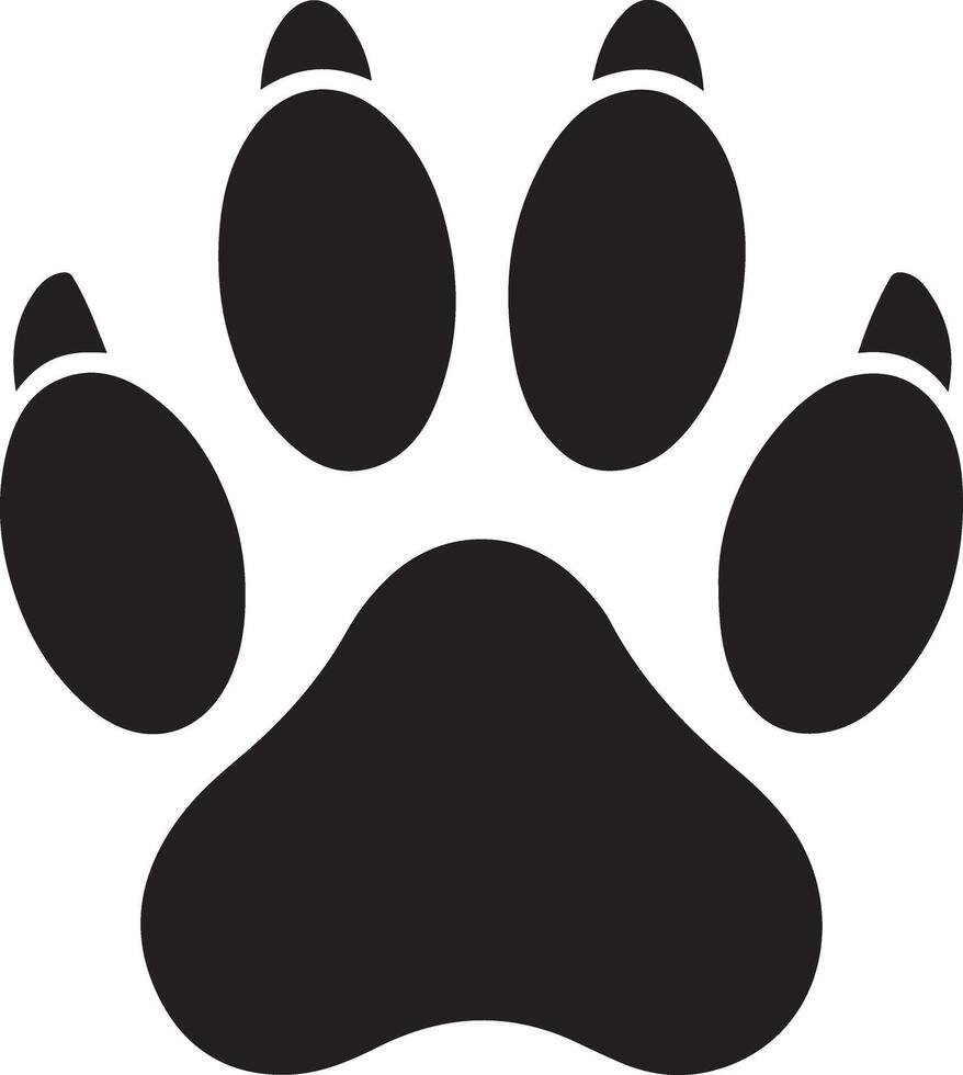 A Black Big Cat Paw Print Silhouette vector