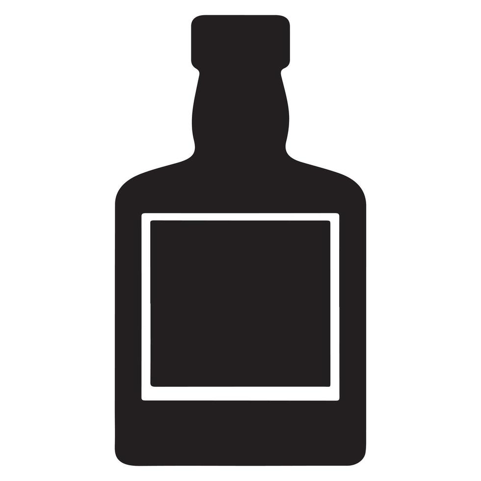 Clean Square Label Liquor Bottle Silhouette Graphic vector