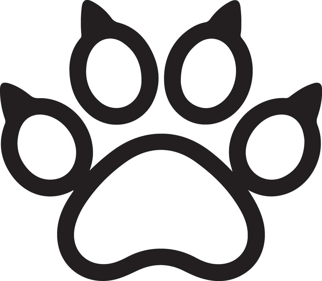 Black and White Silhouette of a Dog Paw Print Illustration vector