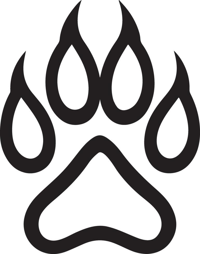 Simple Line Art Paw Print Outline Design vector