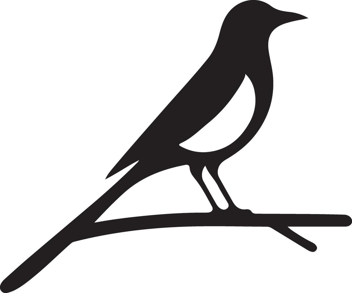 Elegant Silhouette of a Magpie Bird on a Branch vector
