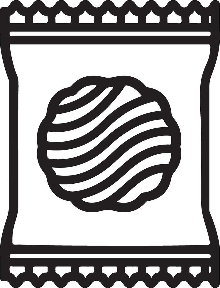 A Black and White Silhouette Illustration of a Single Cookie in a Package vector