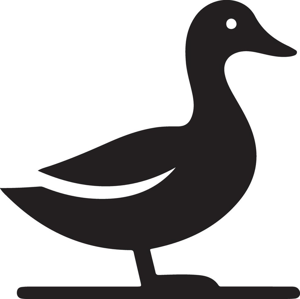 Detailed Black Duck Silhouette Illustration Art vector