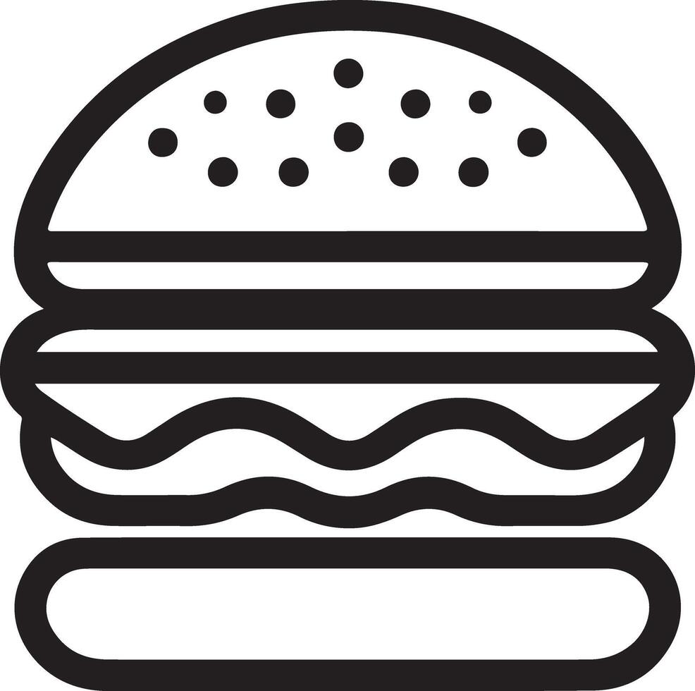 Line Art Double Decker Cheeseburger Fast Food Illustration vector