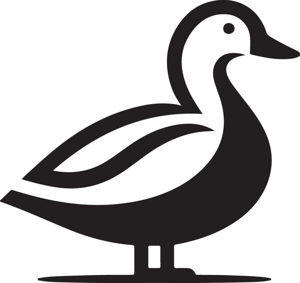 Stylish Black and White Duck Silhouette Illustration Logo vector