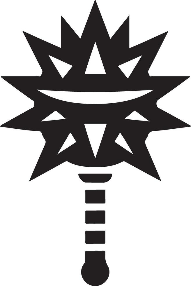 Tribal Spiked Mace Silhouette Illustration vector