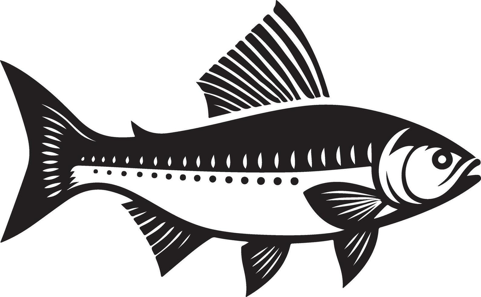 Vintage Style Black and White Fish Silhouette Illustration for Branding vector