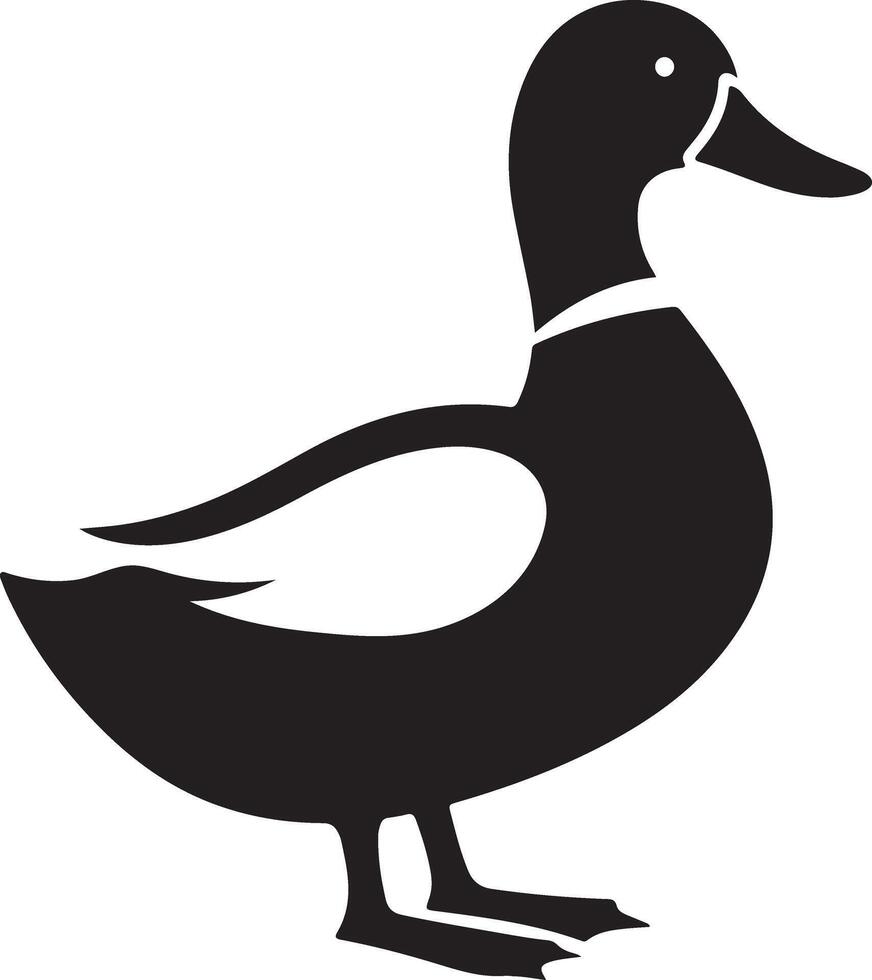 Simple Black Silhouette of a Mallard Duck Illustration vector