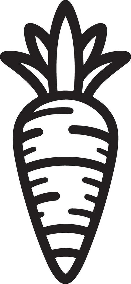 Simple Black Line Drawing Carrot Illustration vector