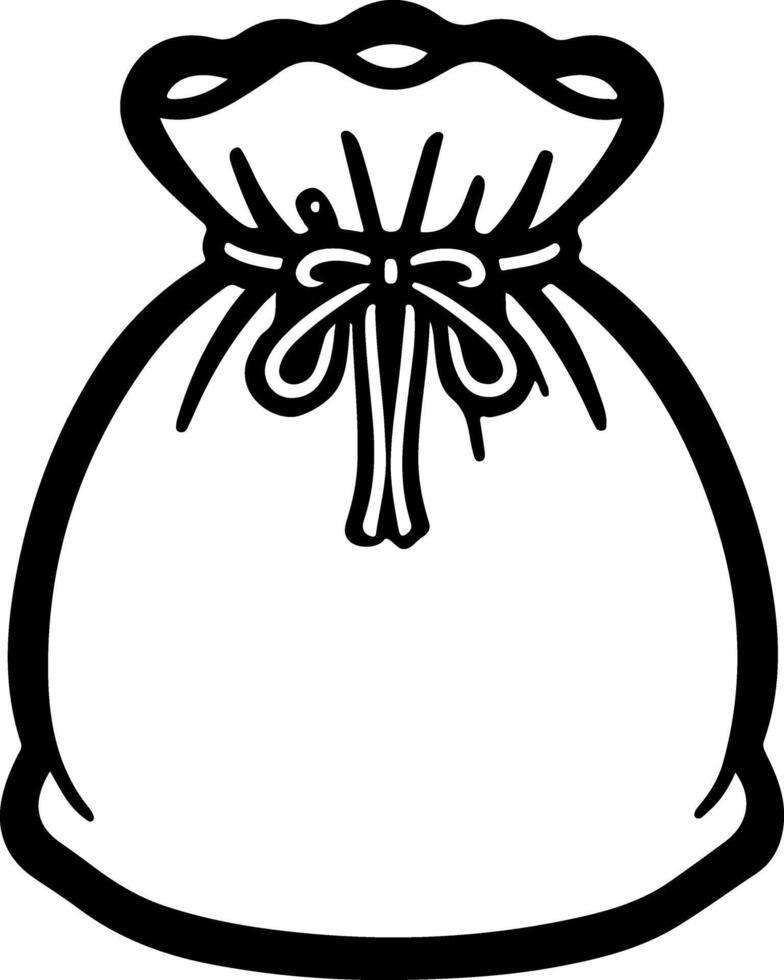 Simple Line Drawing of a Tied Sack or Bag Illustration vector