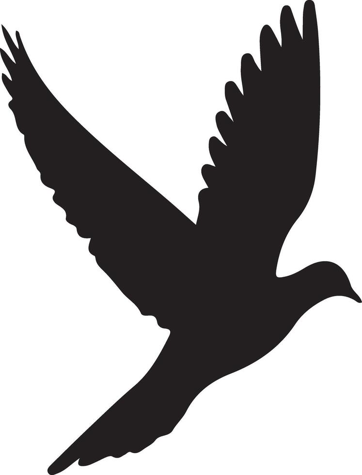 Single Dove in Flight Black Silhouette Illustration Peaceful Image vector