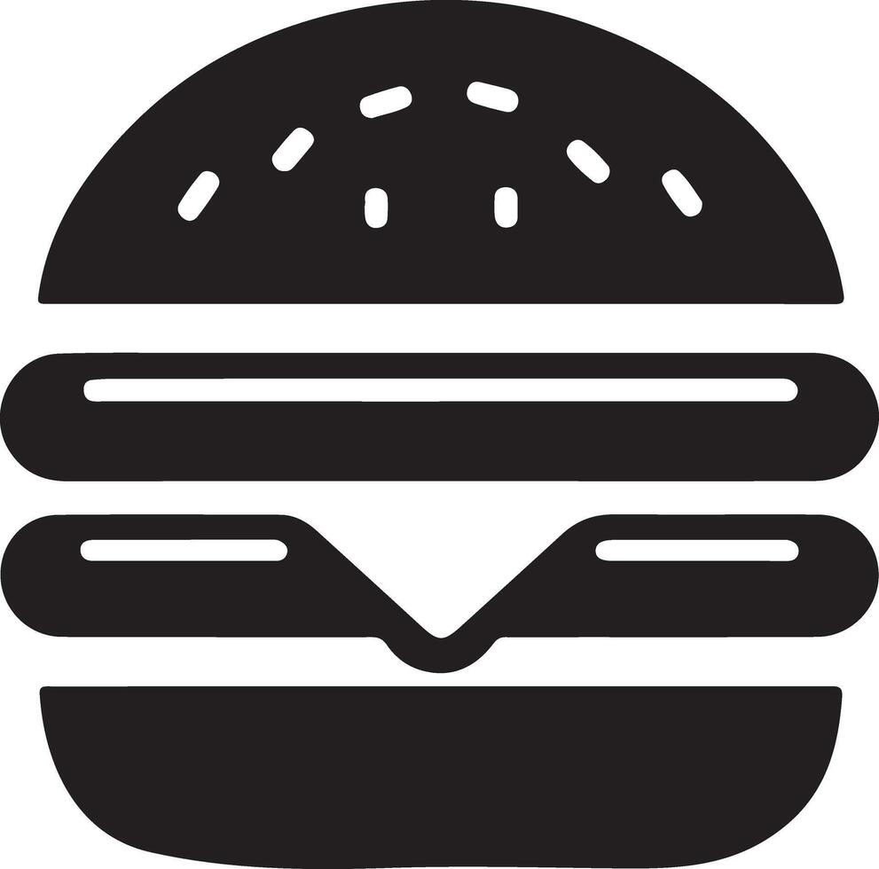 Double Decker Cheeseburger Black Silhouette Fast Food Icon vector