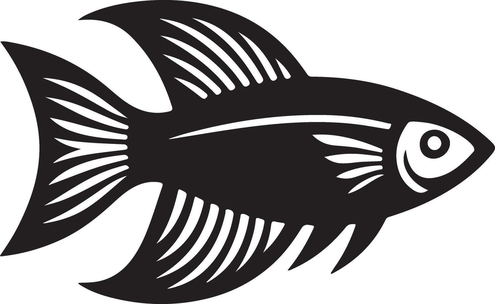 Elegant Black and White Silhouette of a Gourami Fish Illustration vector