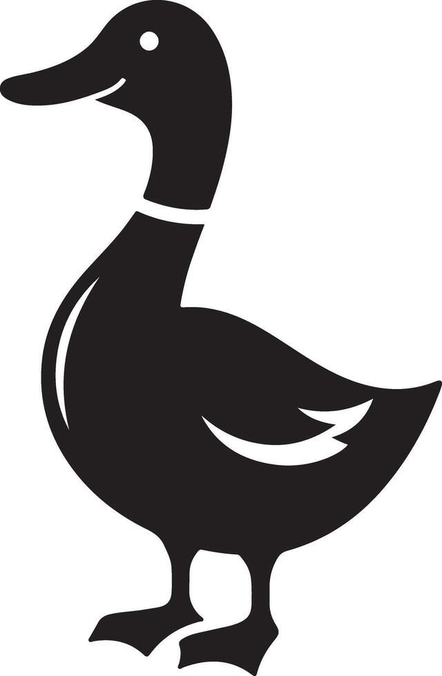 Elegant Black Duck Silhouette Illustration in Standing Pose vector