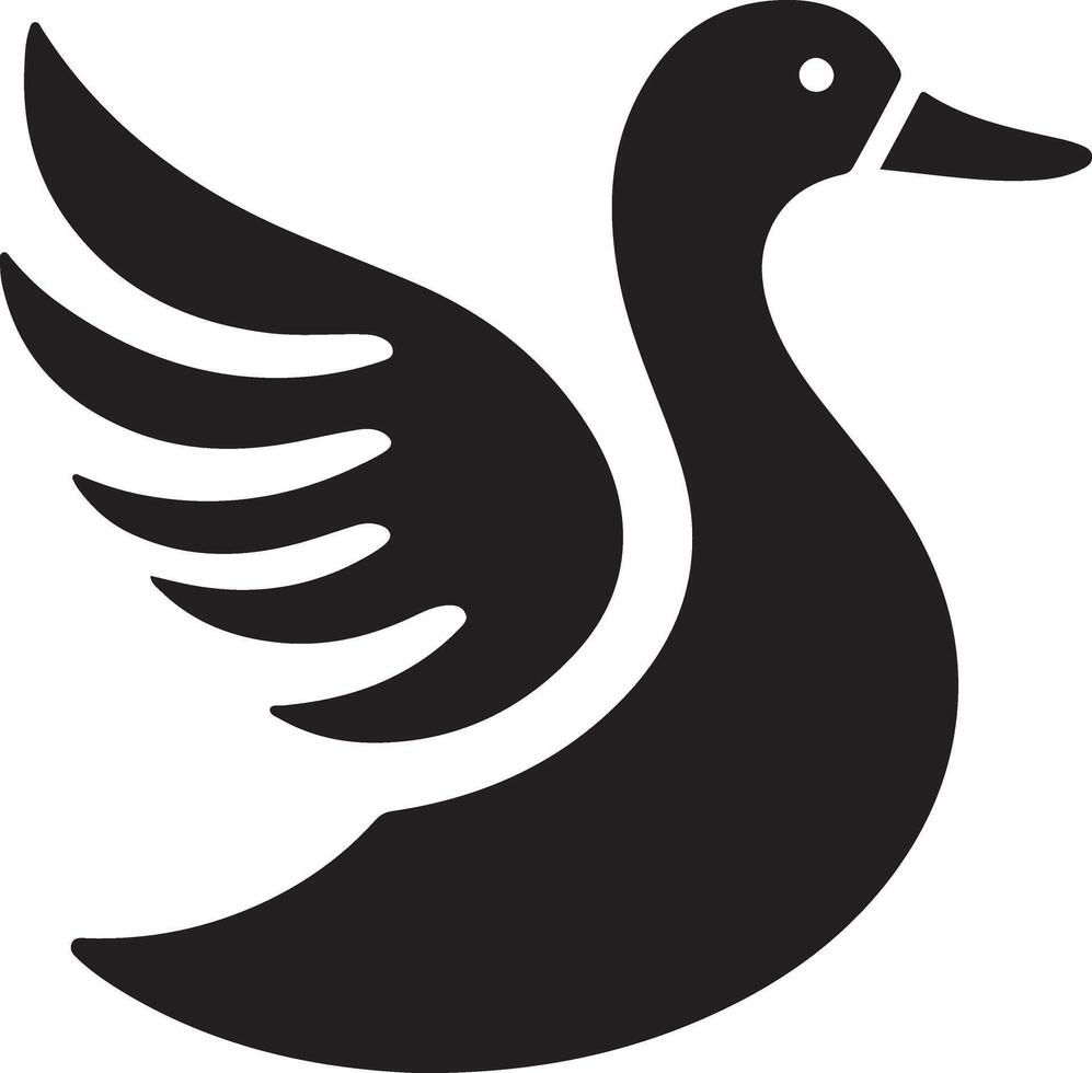 Elegant Black Silhouette of a Duck in Flight vector
