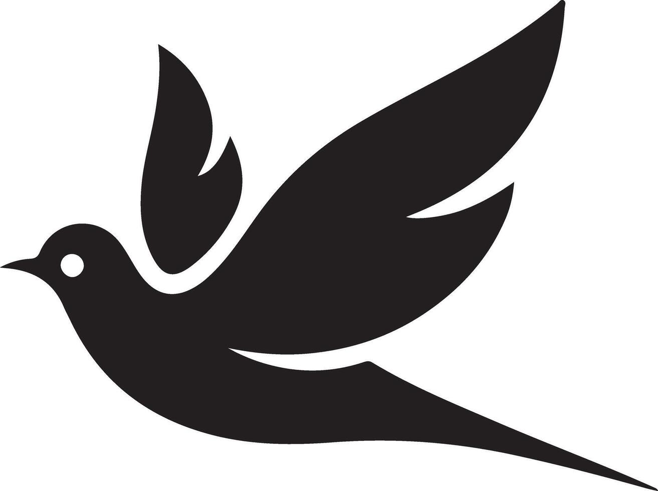 Stylized Black Bird Silhouette Soaring in the Sky vector