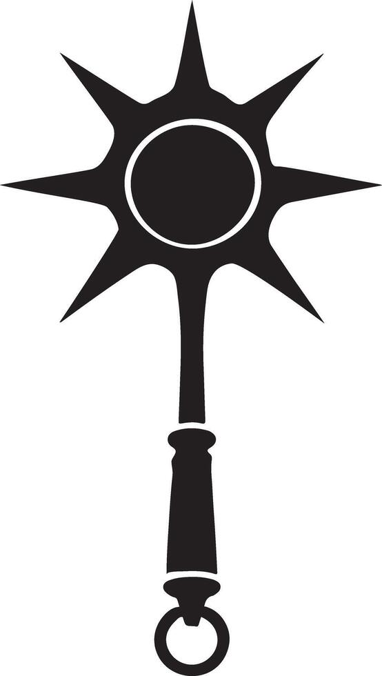 A Striking Silhouette Illustration of a Medieval Morning Star Flail vector