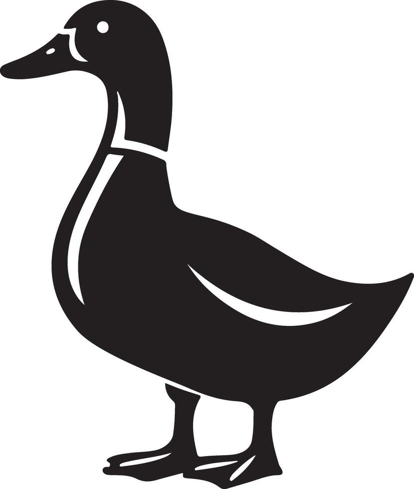 Elegant Black and White Duck Silhouette Illustration vector