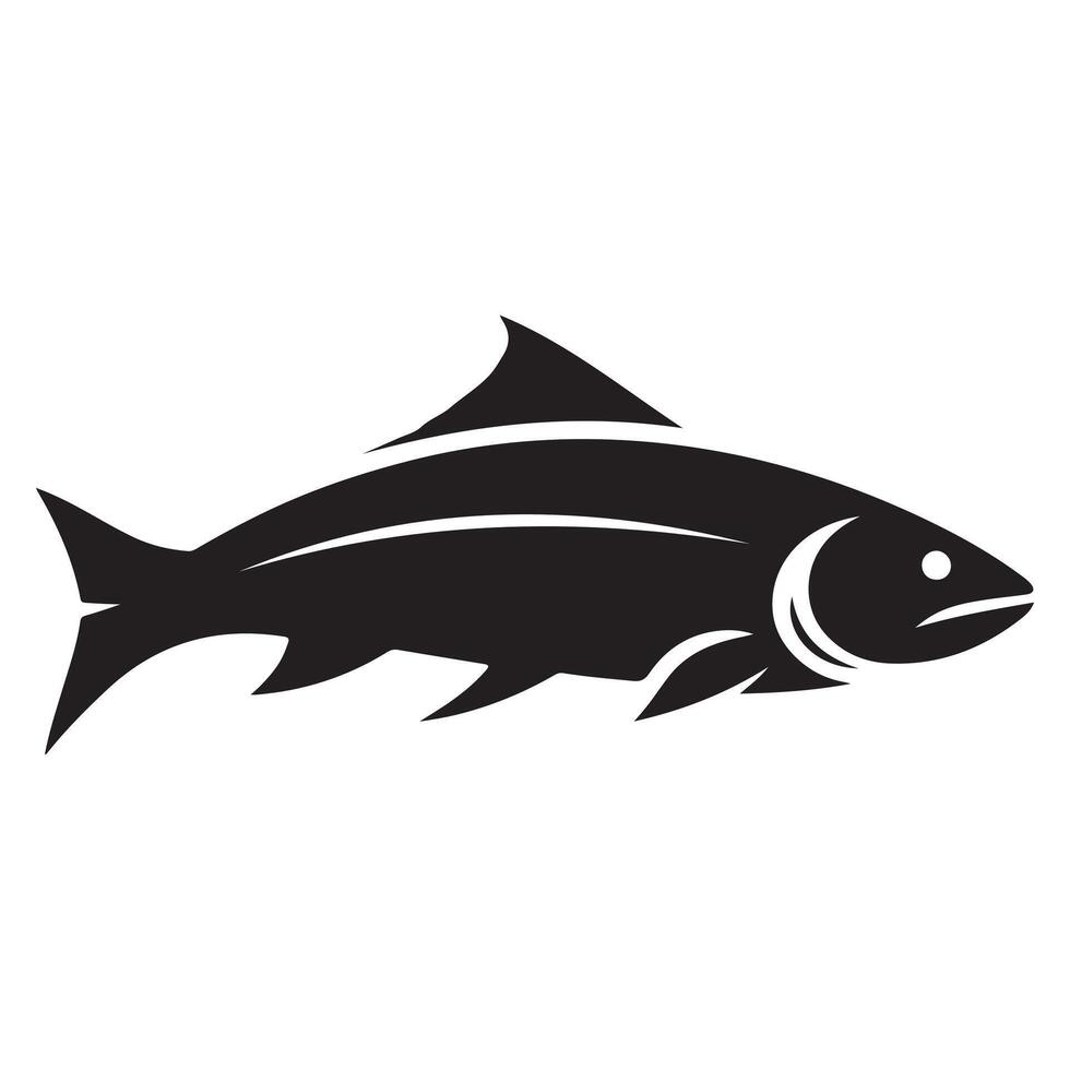 Simple Black and White Salmon Fish Illustration Design vector