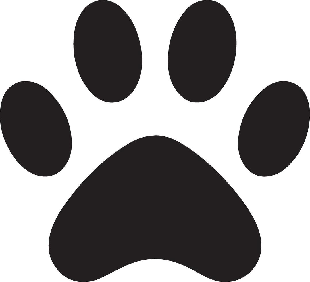 Bold Black Silhouette Paw Print Graphic for Various Applications vector