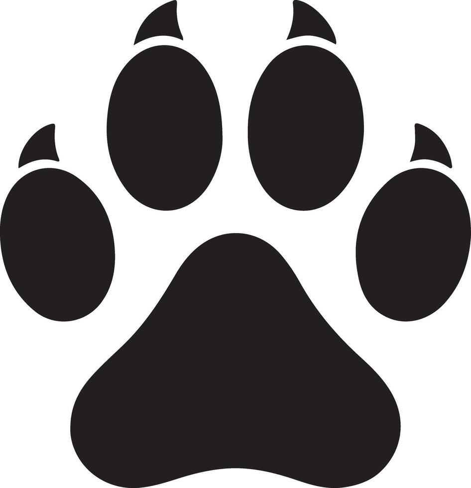Big Cat Paw Print Silhouette Icon Wild Animal Design vector