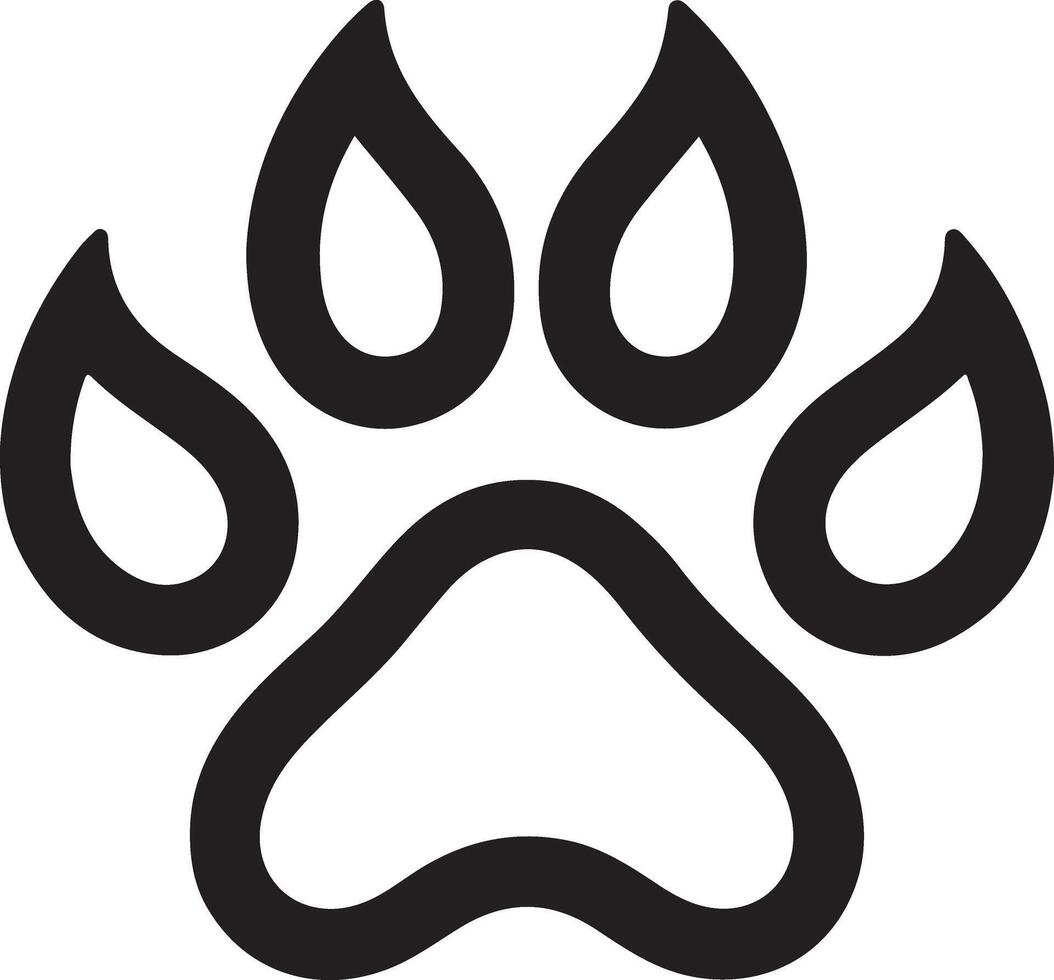 Simple Line Art Cat Paw Print Icon for Pet Lovers vector