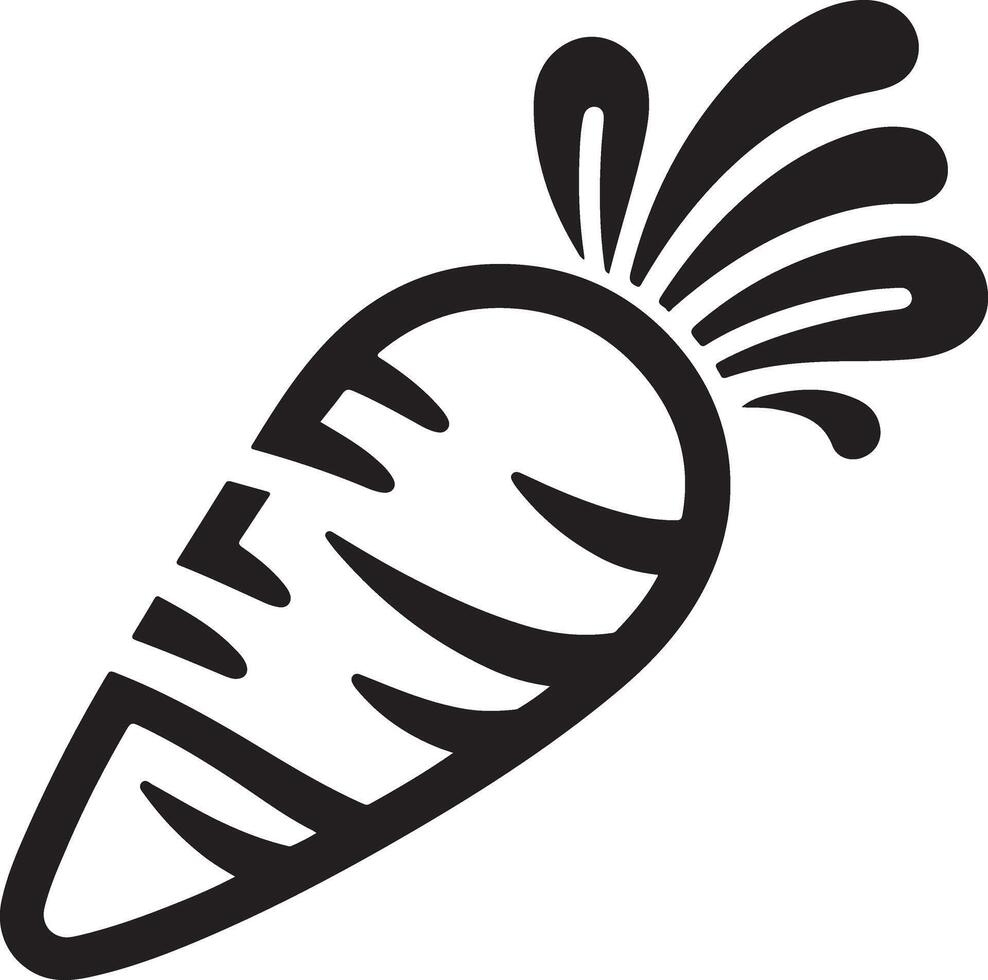 Bold Line Art Carrot Illustration Black Silhouette Icon vector