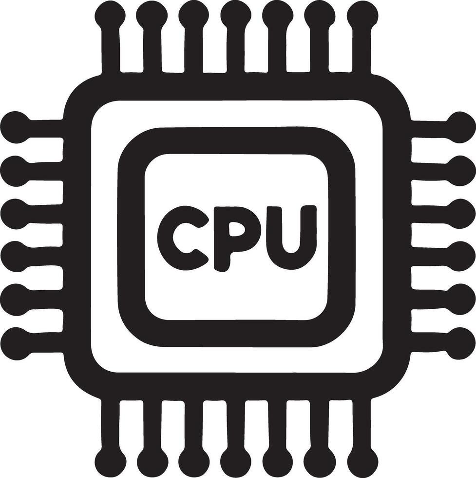 Central Processing Unit CPU Microchip Silhouette Illustration Graphic vector
