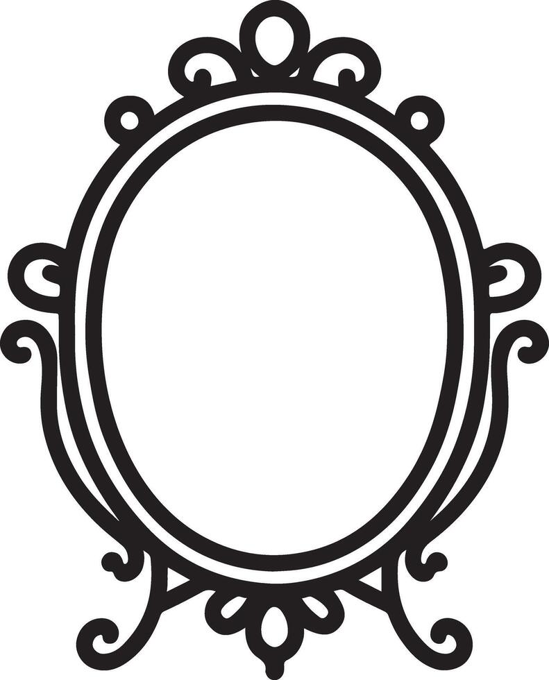 Ornate Oval Mirror Frame Illustration Design vector