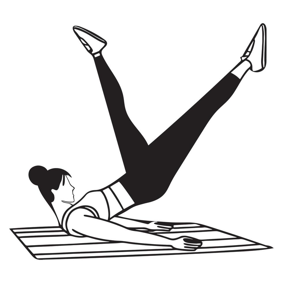 Silhouette Illustration of Woman Doing a Leg Raise Exercise vector