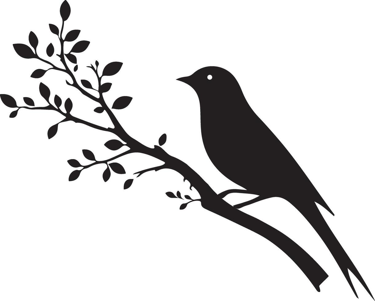Elegant Silhouette of a Bird Perched on a Branch vector