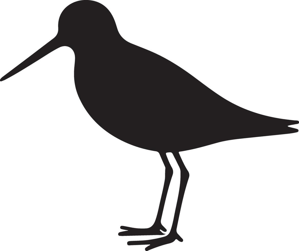 Simple Black Sandpiper Bird Silhouette Illustration vector