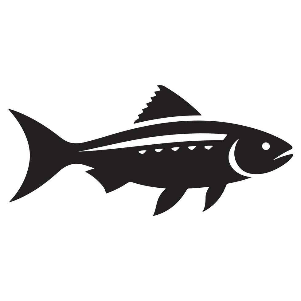 Stylish Black and White Fish Silhouette Illustration Art vector