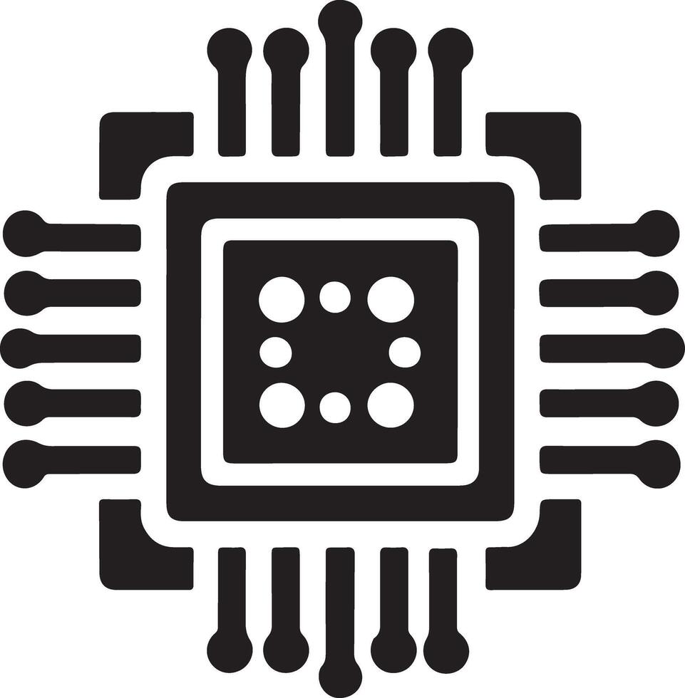 Simplified Microprocessor Chip Design Silhouette Illustration vector