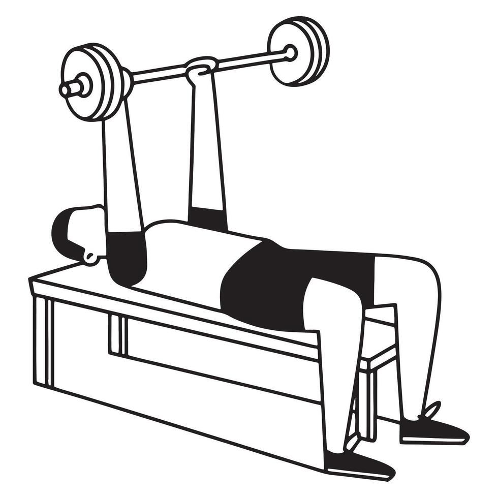Silhouette Illustration of a Man Performing Bench Press Exercise vector