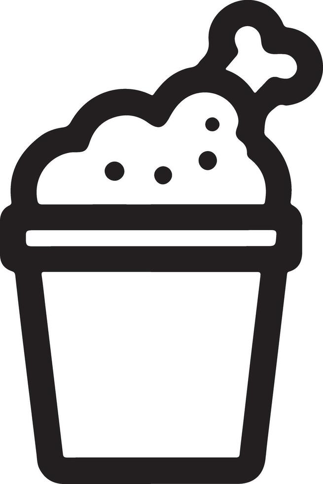 Simple Line Art Fried Chicken in a Cup Icon vector