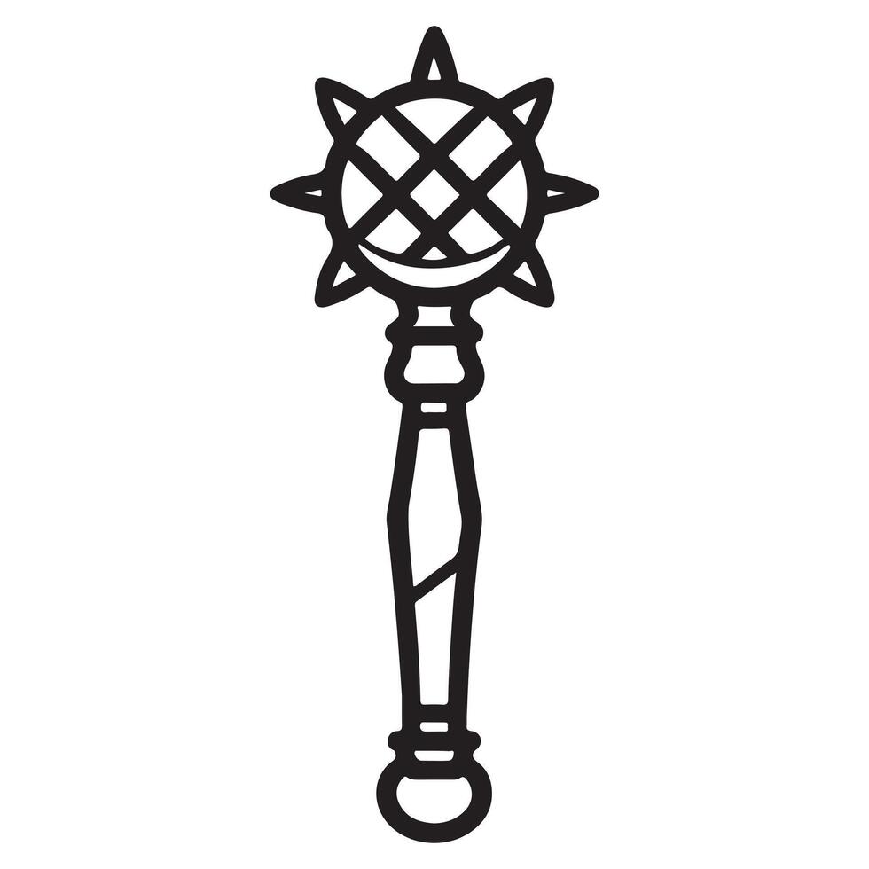 Medieval Spiked Mace Weapon Line Art Illustration vector