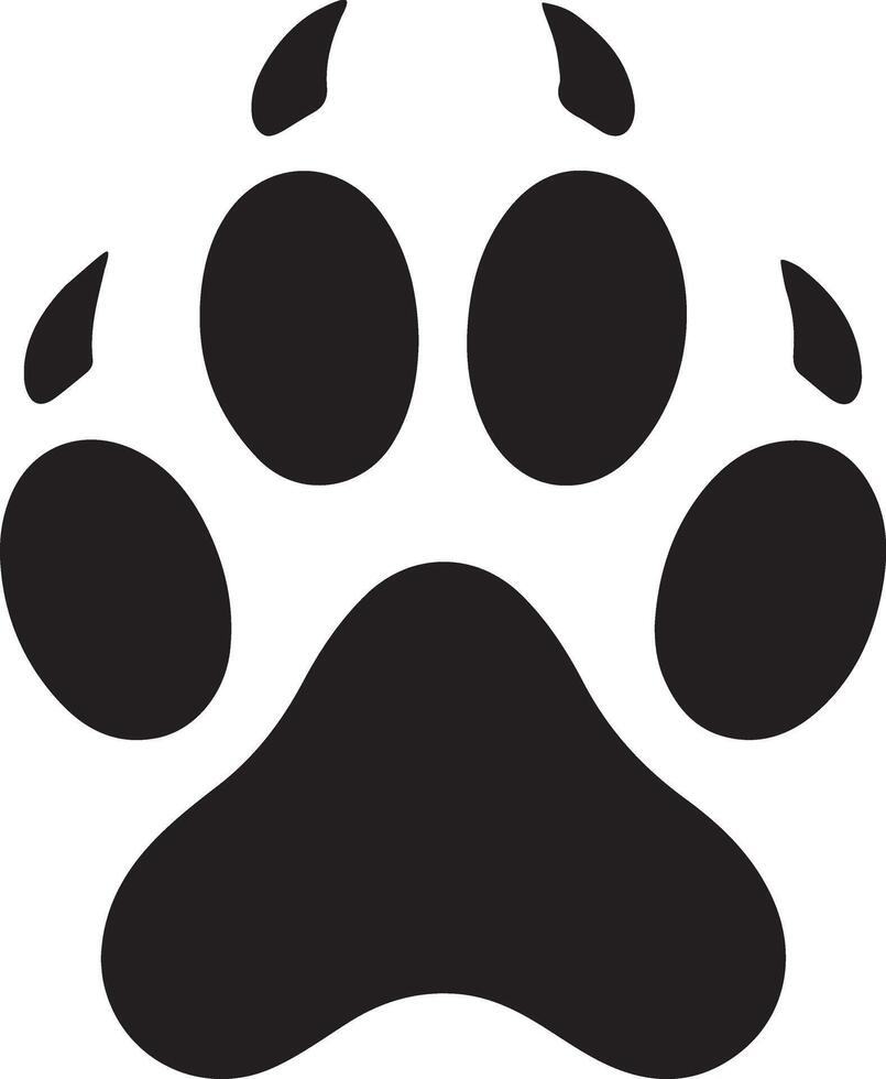 Solid Black Canine Paw Print Silhouette Graphic vector
